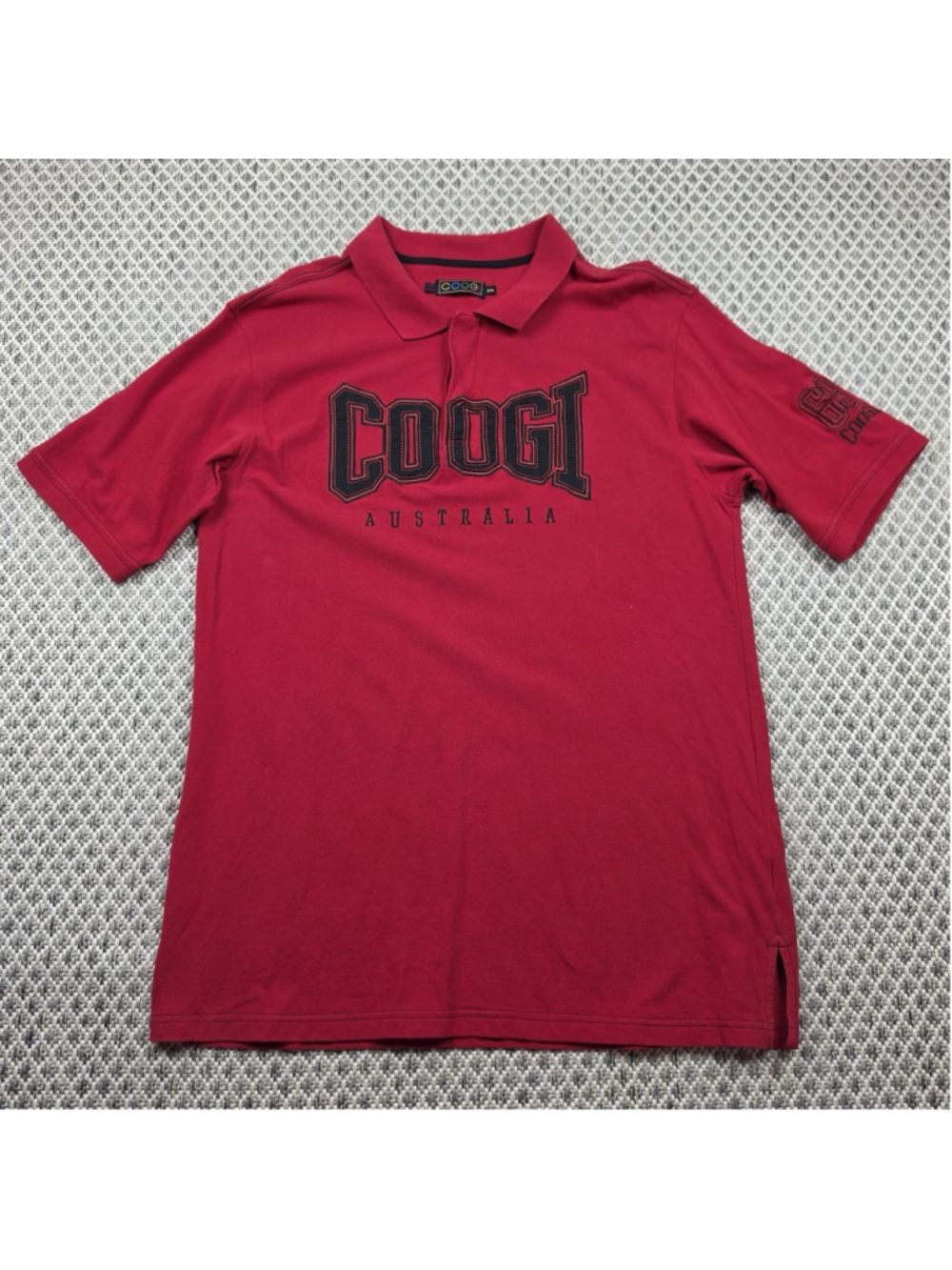 COOGI Australia Polo Shirt Mens XXL Red Embroidered Logo Rugby Streetwear Tee